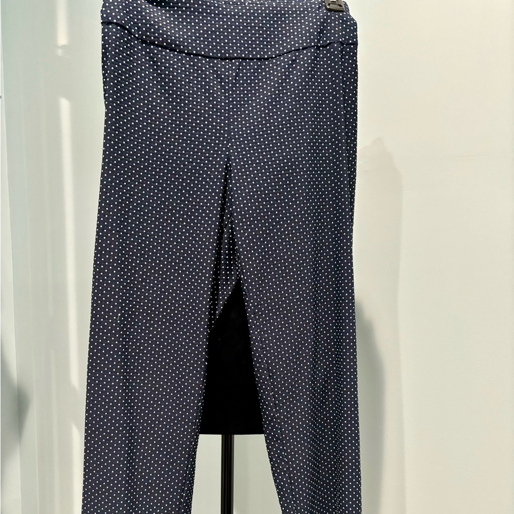 Zac and Rachel pull on navy/ white dot spandex pants, 14, like new